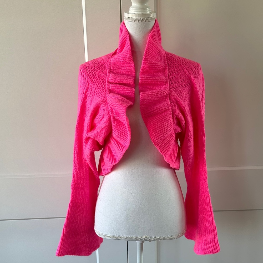 NWT Anthropologie Pink Ruffled Shrug